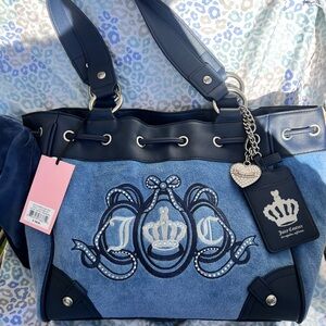 New Blue Juicy Couture Daydreamer Tote Bag Purse Custom Dyed Juicy Lovers Club